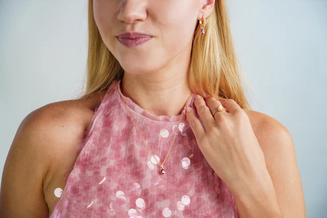 GEORGINI WISTERIA PENDANT AMETHYST CZ GOLD