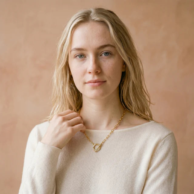 GEORGINI ALCHEMY PAPERCLIP FOB NECKLACE GOLD