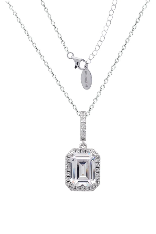 EMERALD CUT JOURNEY PENDANT SILVER