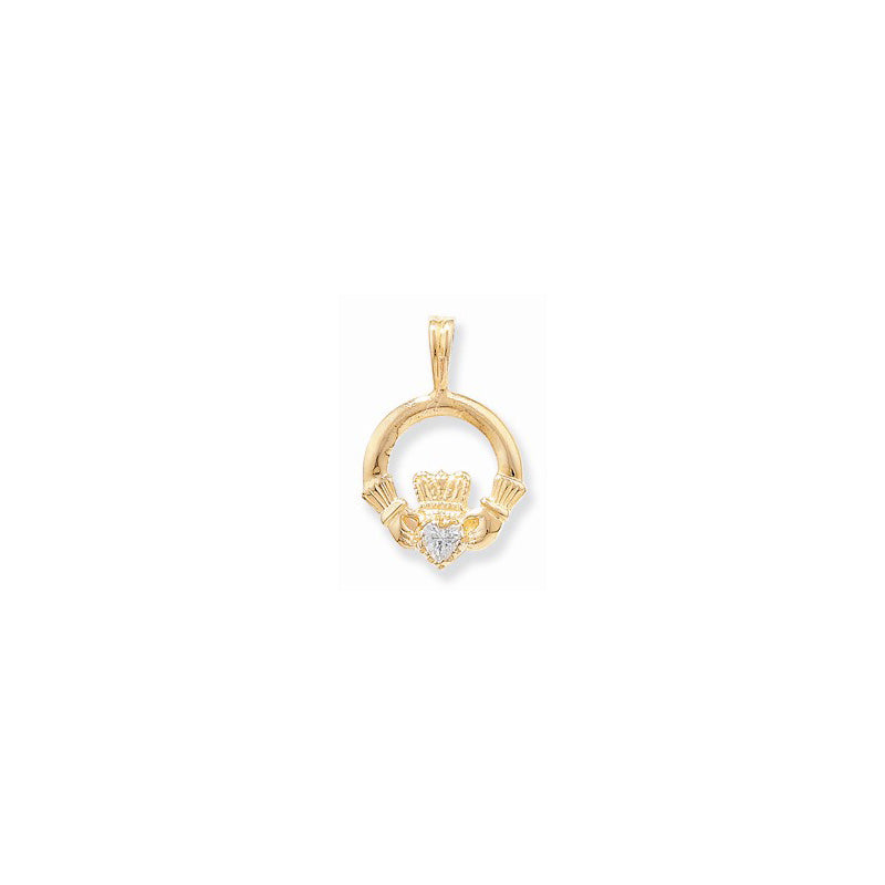9ct Gold CZ Claddagh Pendant