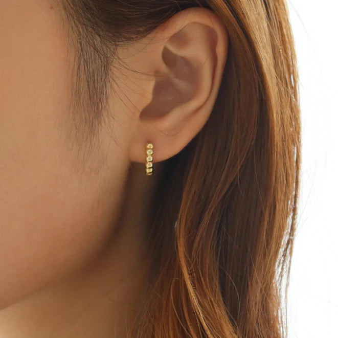 Gold Beaded Small Hoop Earrings