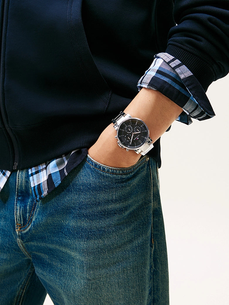 Tommy Hilfiger Rocky Silver and Black Men's Watch
