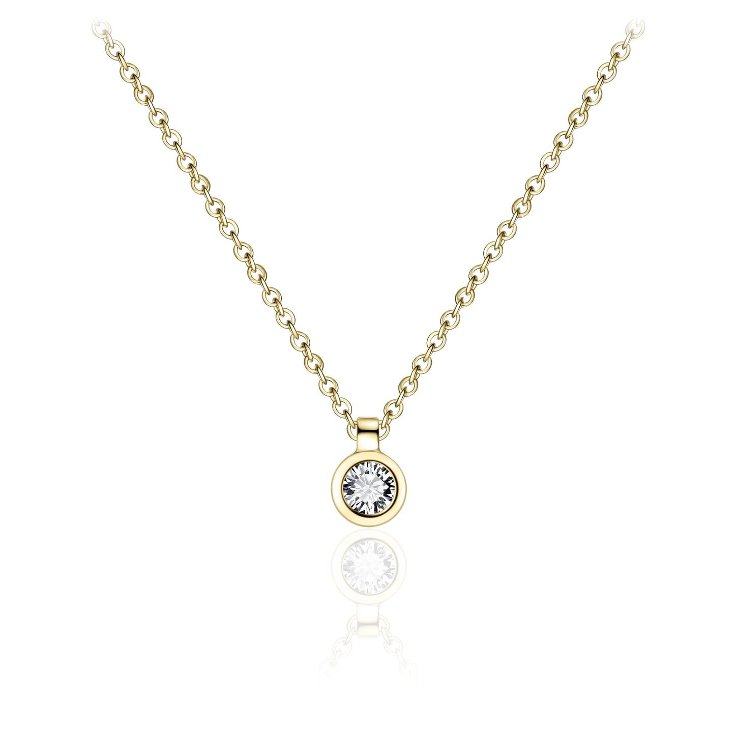 Gold Plated Bezel Cz Necklace