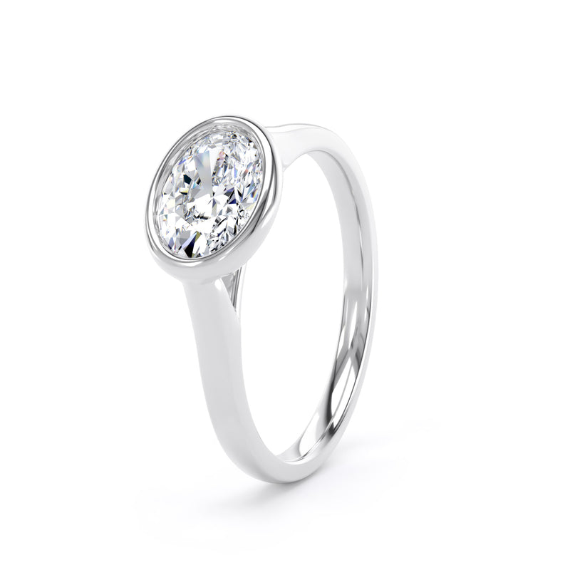 Oval Bezel Set Diamond Ring