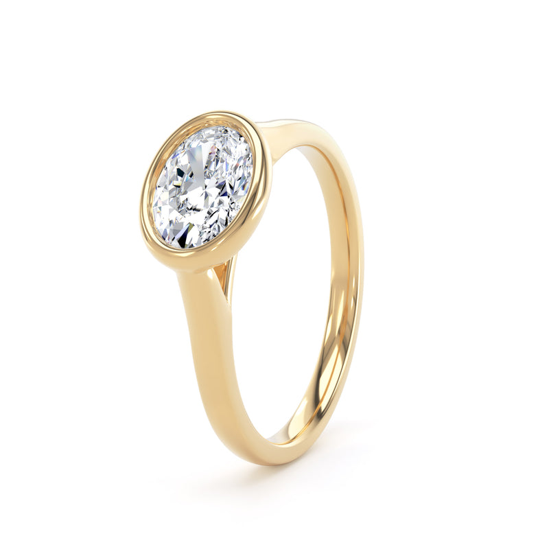 Oval Bezel Set Diamond Ring