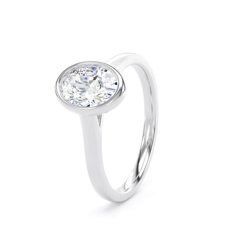 Oval Bezel Set Diamond Ring