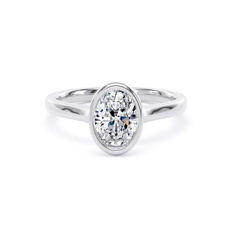 Oval Bezel Set Diamond Ring