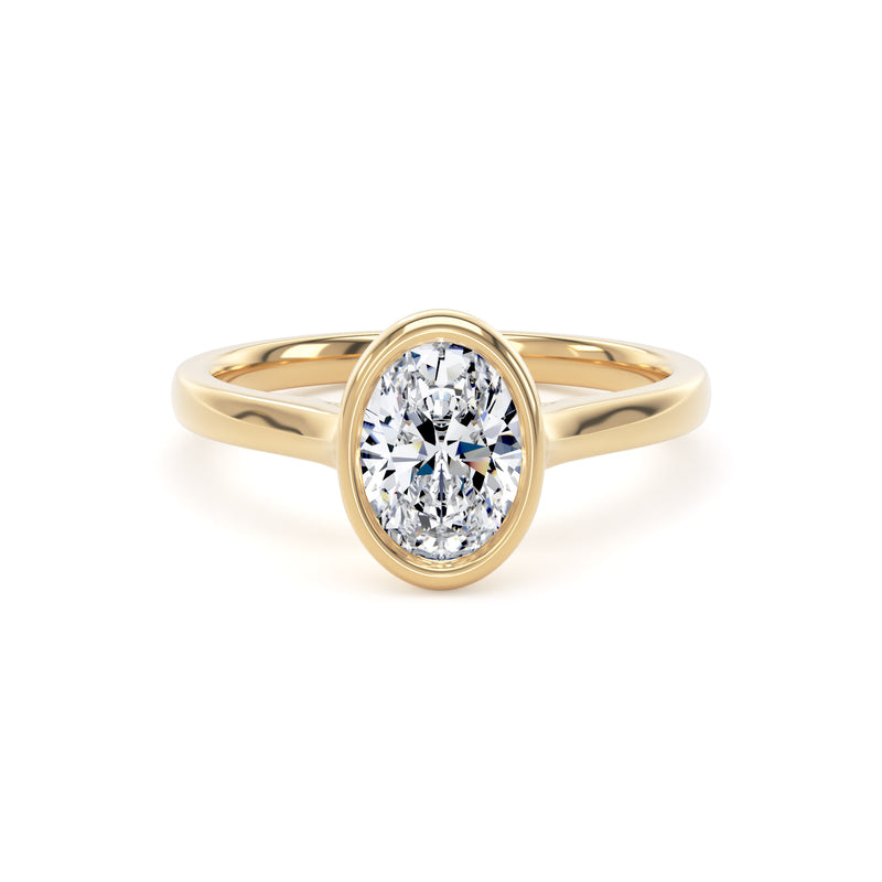Oval Bezel Set Diamond Ring