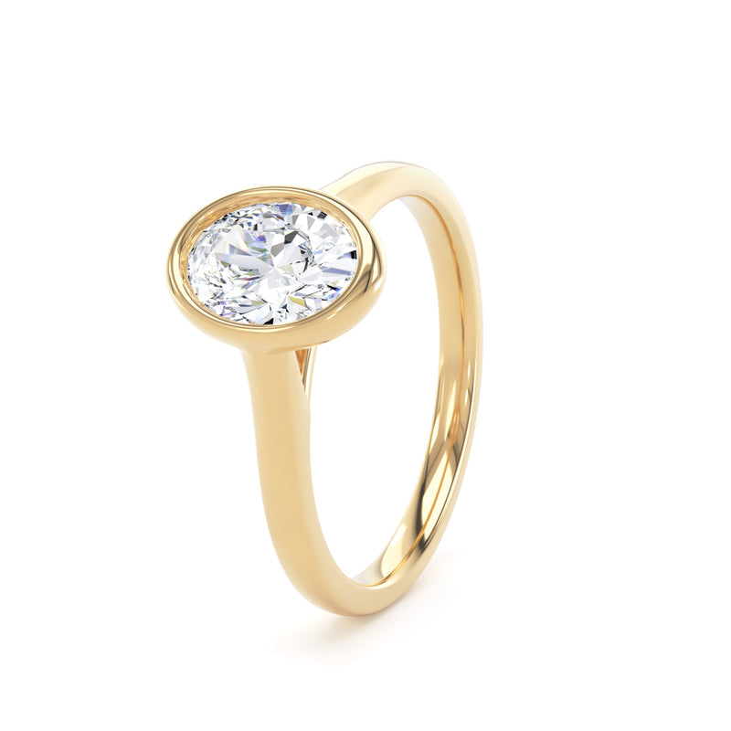 Oval Bezel Set Diamond Ring