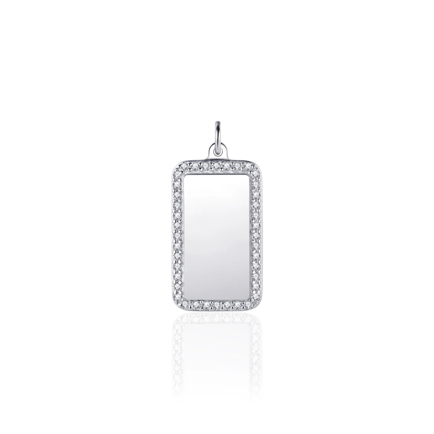 Silver Cz Tag Pendant