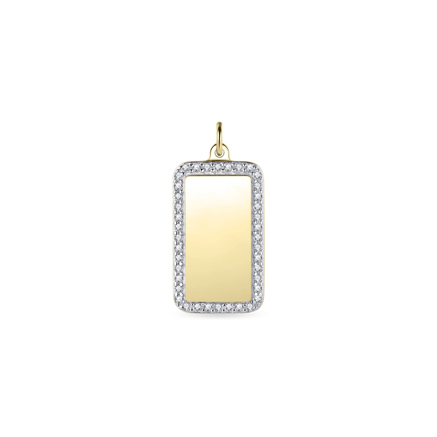 Gold Cz Rectangle Tag Pendant