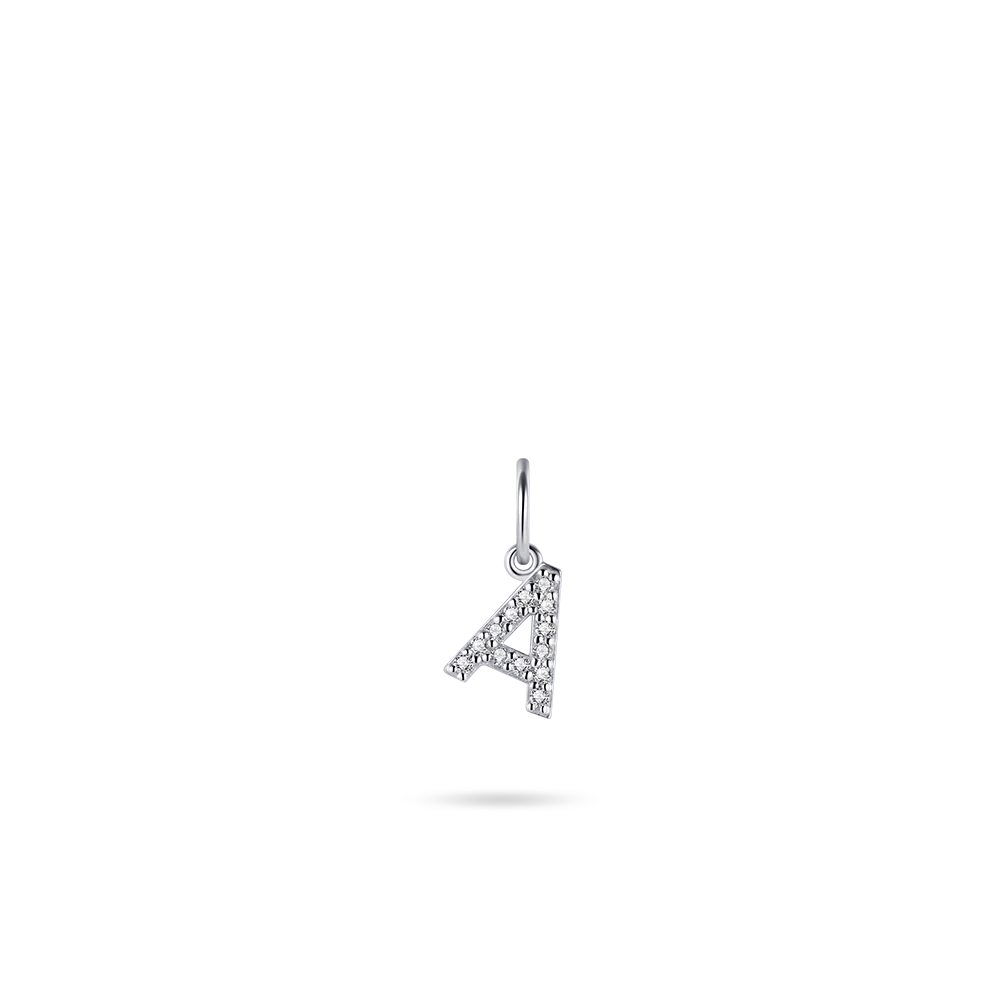 Silver Cz Initial Pendants/Charms A-Z