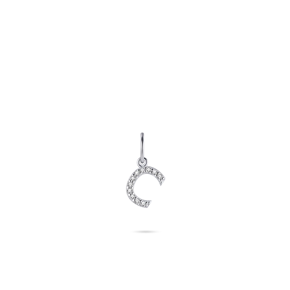 Silver Cz Initial Pendants/Charms A-Z