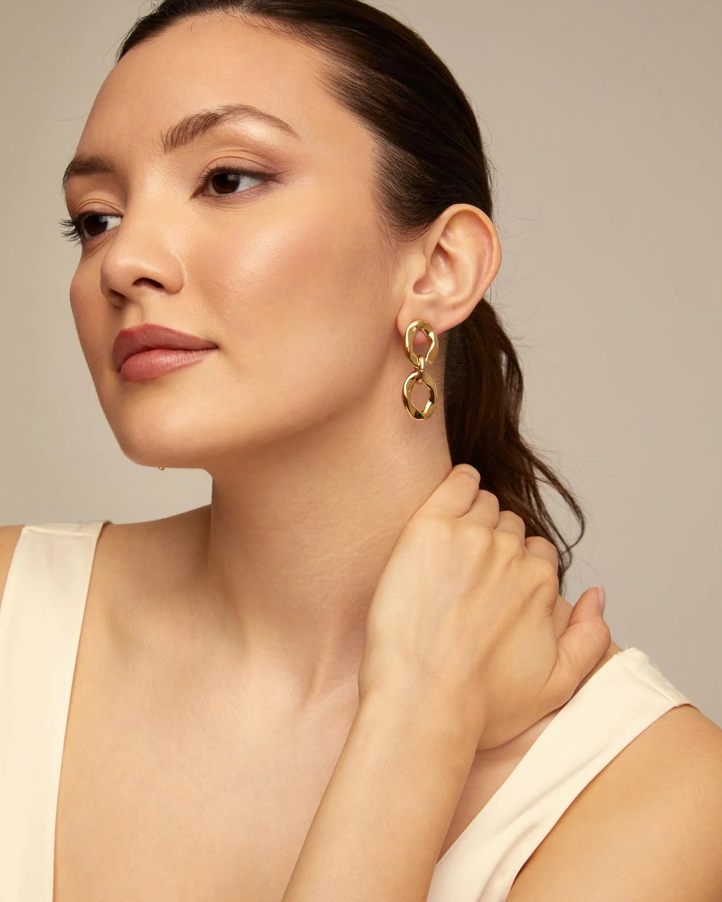 Golden Drop earrings with 2 links