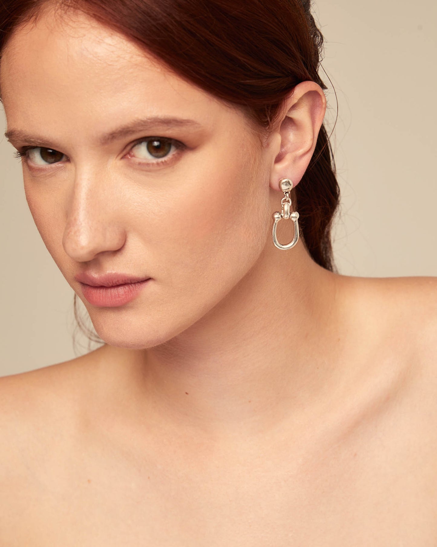 Silver U Shape Drop Earrings