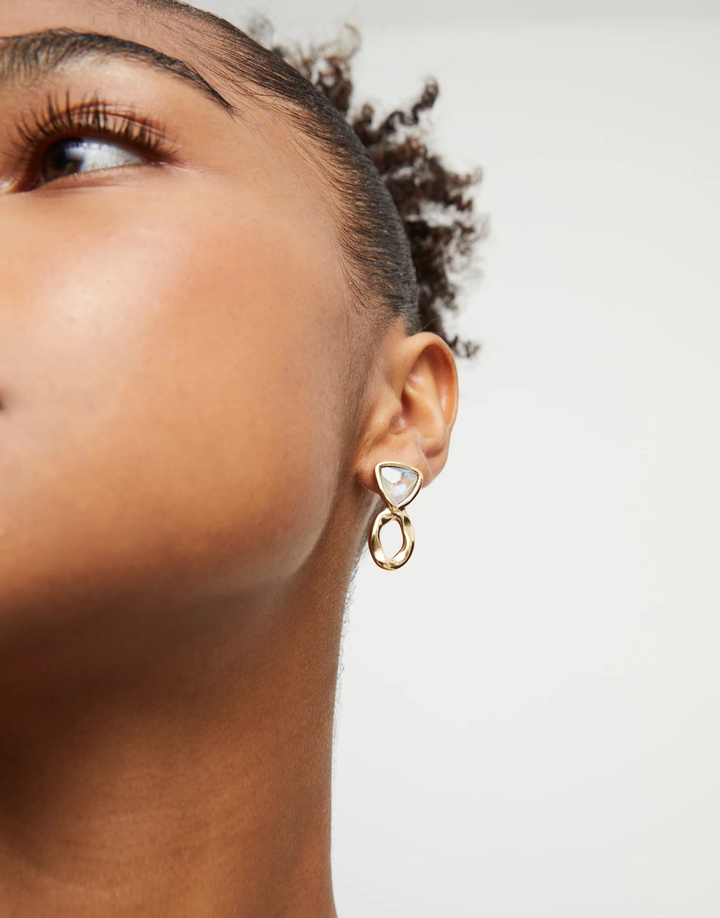 Golden Drop Earrings with Crystal