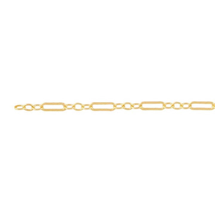 Yellow Gold Flat Long and Short Chain Anklet (27 cm)