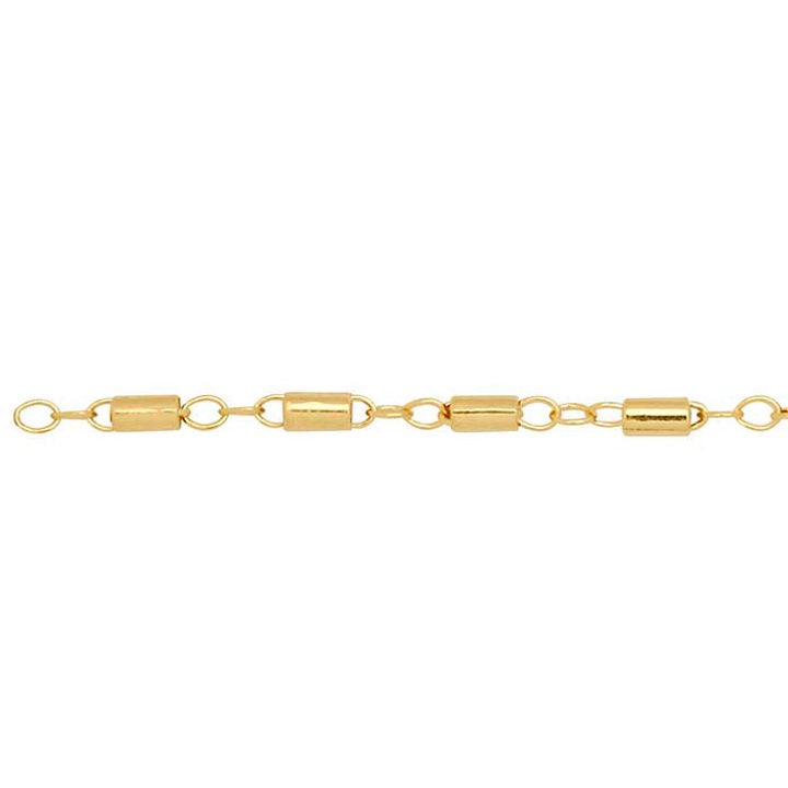 Yellow Gold Cable Chain with Tube Beads Anklet (27cm)