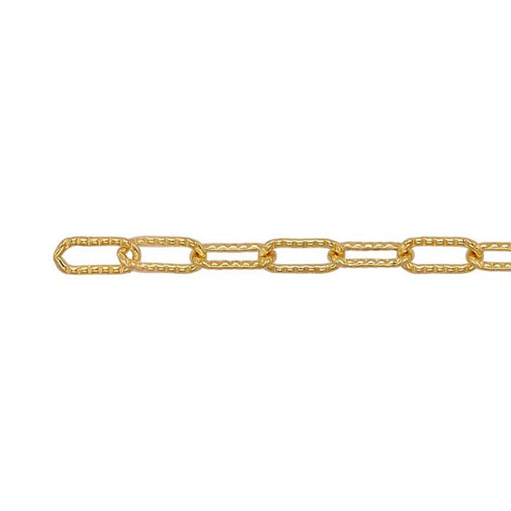 PermaJewel Yellow Gold Patterned Cable Chain Bracelet