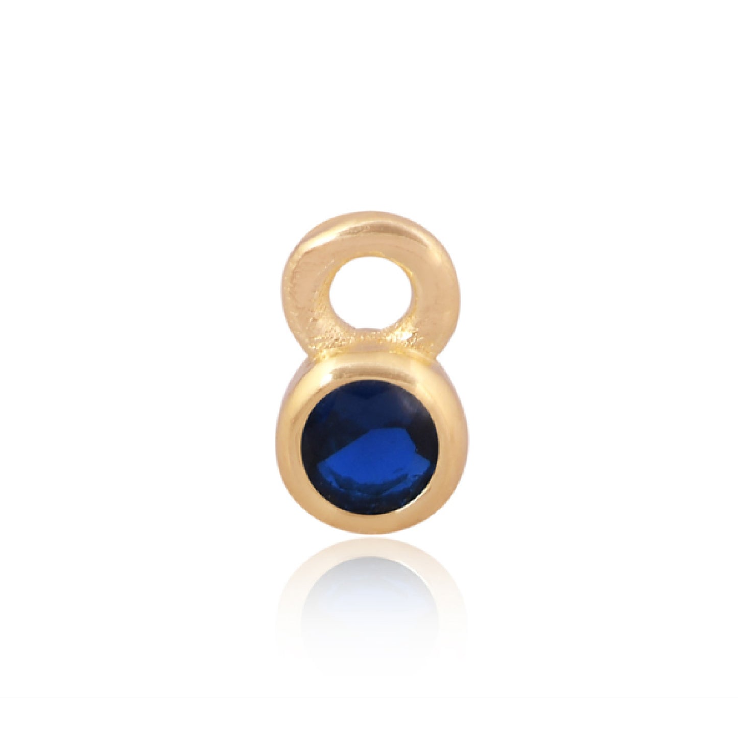 Gold 3mm CZ Round Charm, September.
