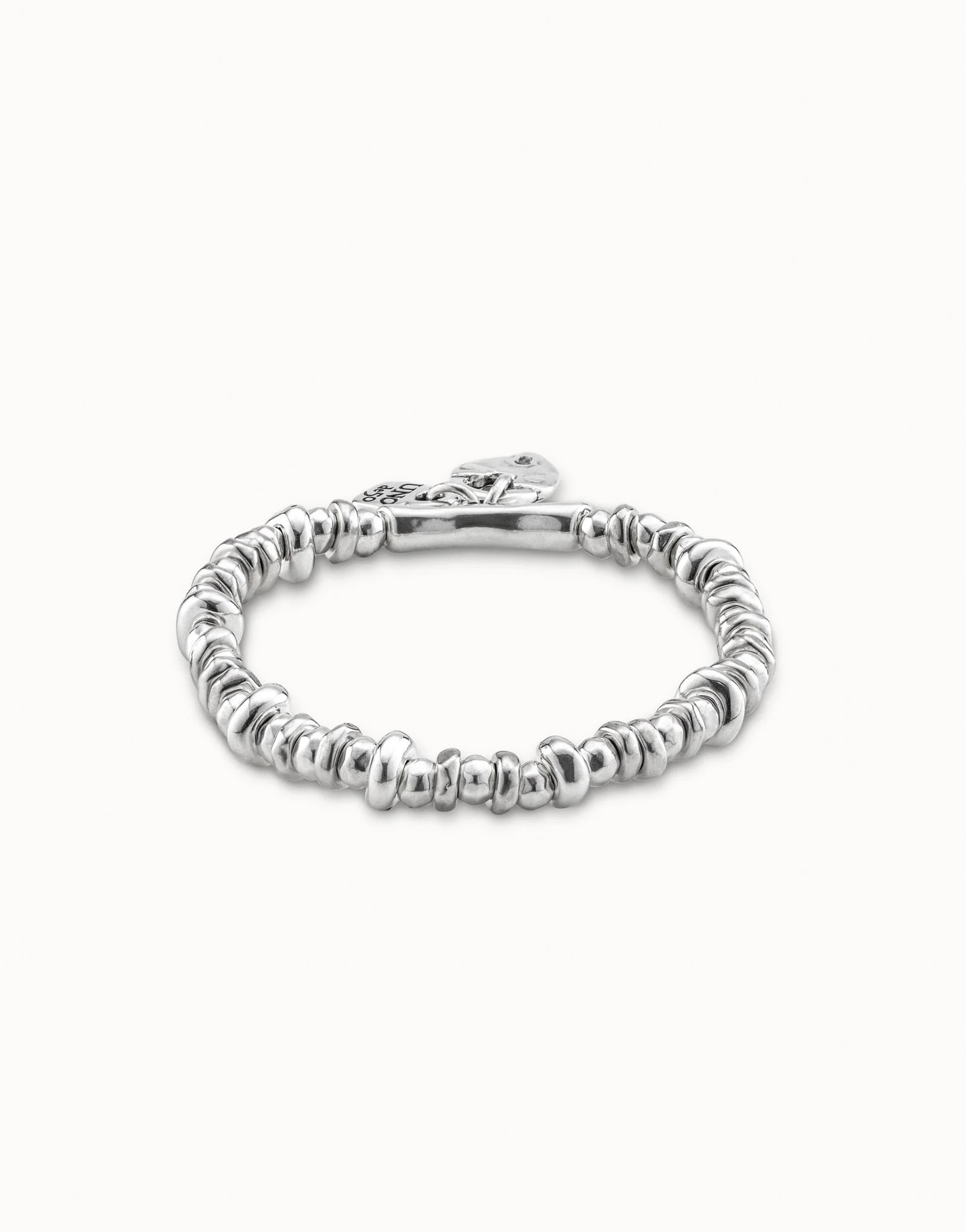 Silver Beaded stretch bracelet with charms