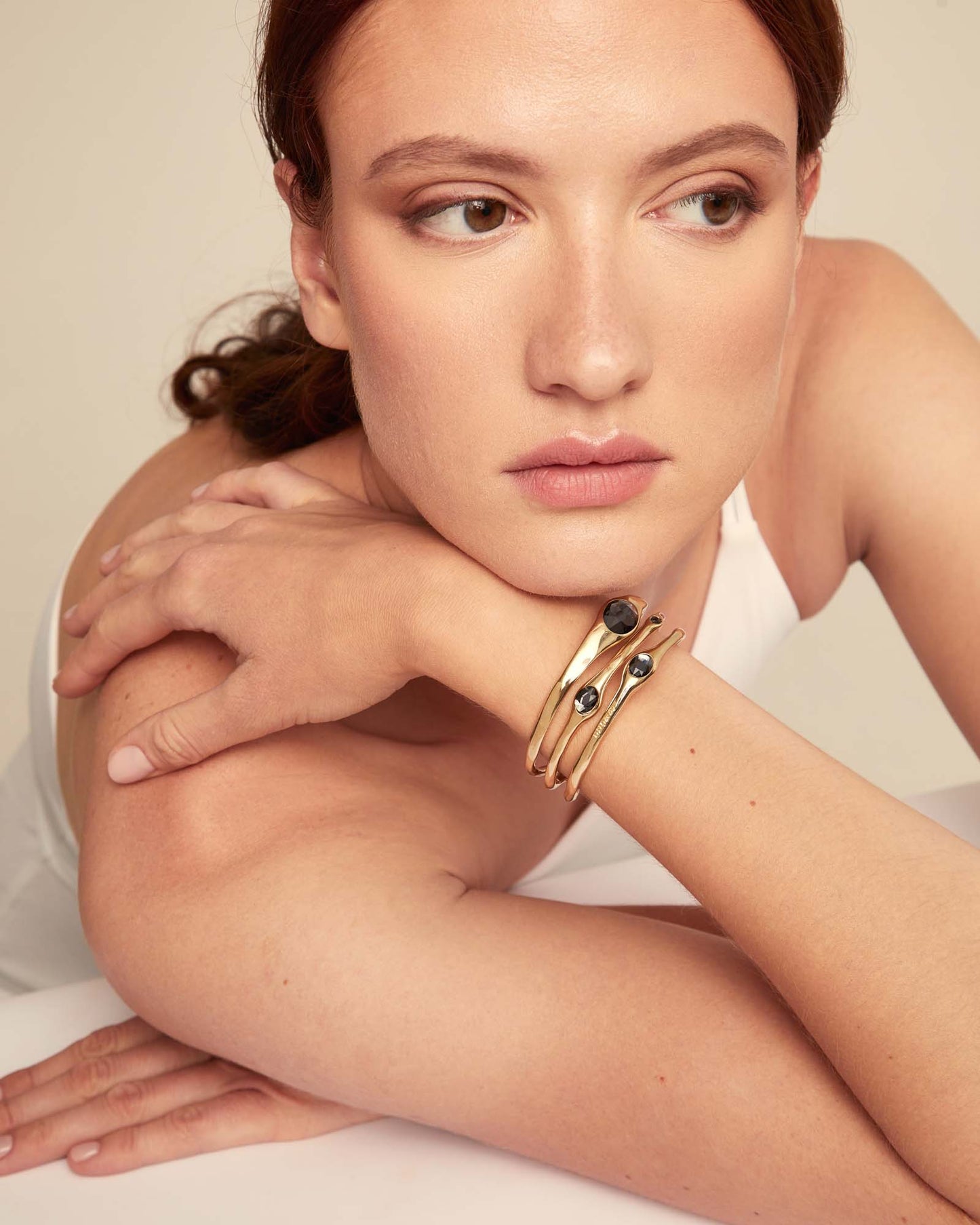 Golden Bangle with crystals
