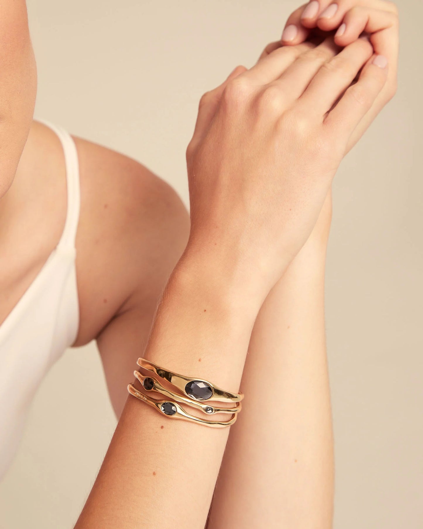 Golden Bangle with crystals