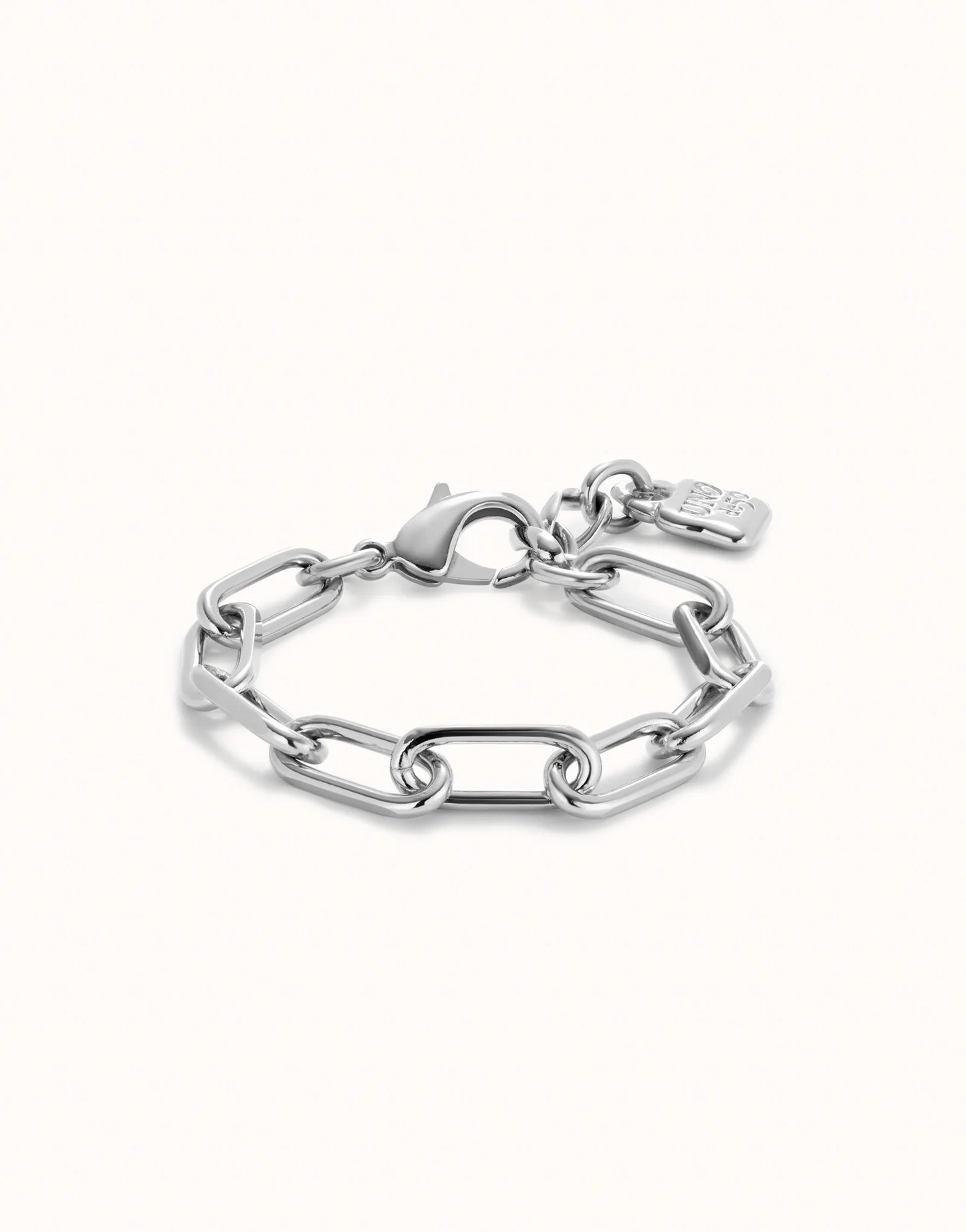 Silver Paper clip link bracelet with padlock