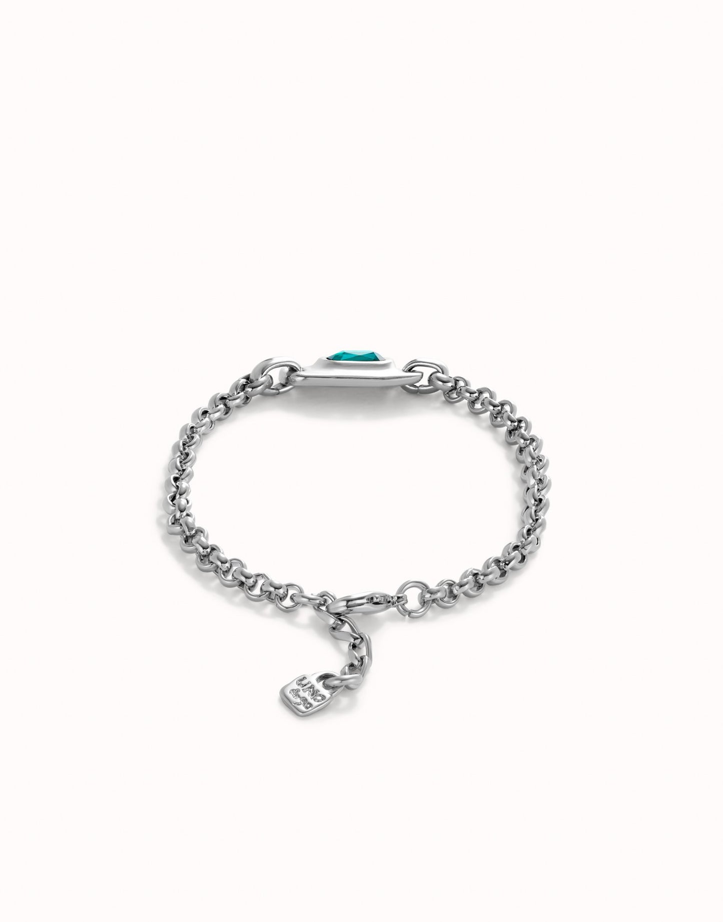 Silver Chain bracelet with green crystal