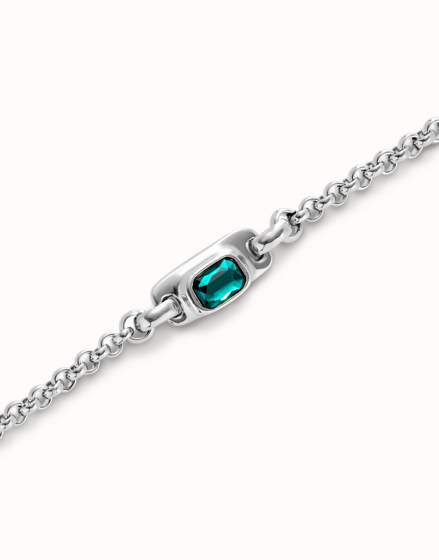 Silver Chain bracelet with green crystal