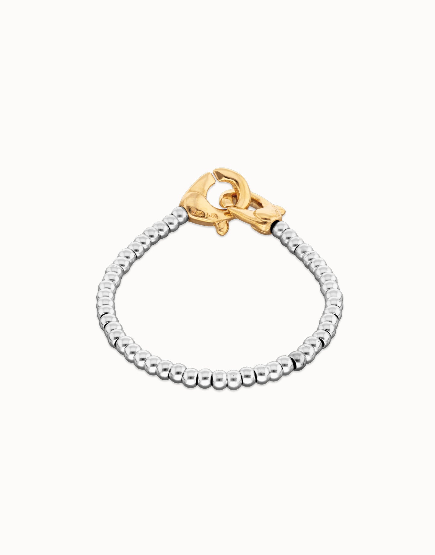 Duo Tone beads bracelet with carabiner clasp