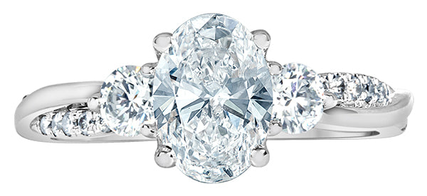 Platinum Lab Oval Diamond Trilogy Twist Ring