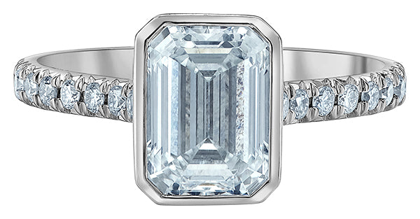 Platinum Emerald Lab Grown Diamond Ring