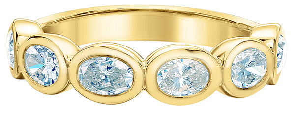 9ct Gold Oval Lab Diamond Bezel Set Band