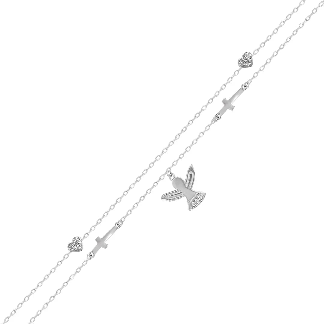 Sterling Silver CZ Angel Charm Bracelet