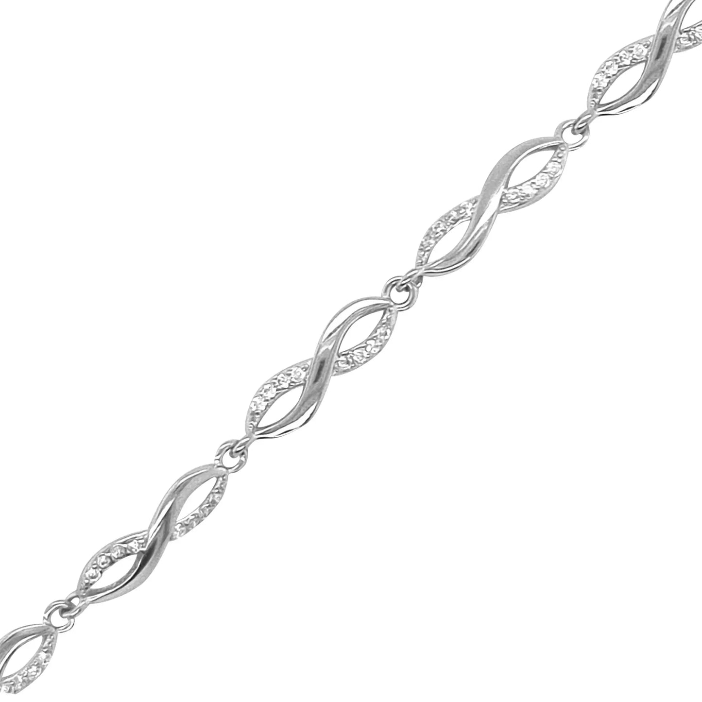 Sterling Silver CZ Half and Half Infinity Bracelet