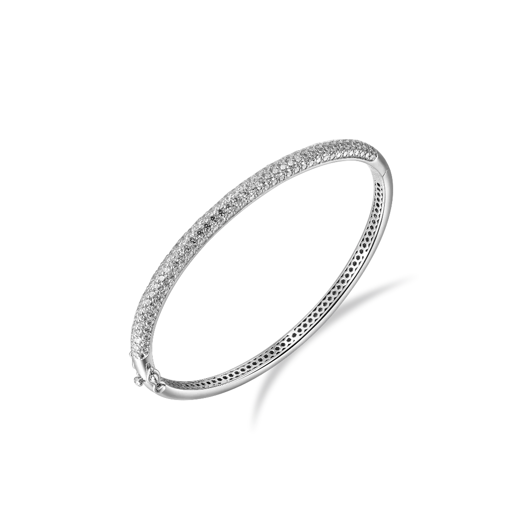 Gisser Silver Cz Pave Set Bangle