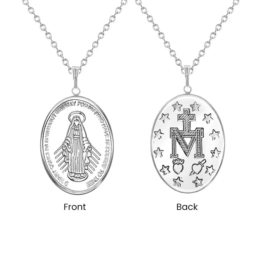 Sterling Silver Miraculous Medal , Trace Chain included