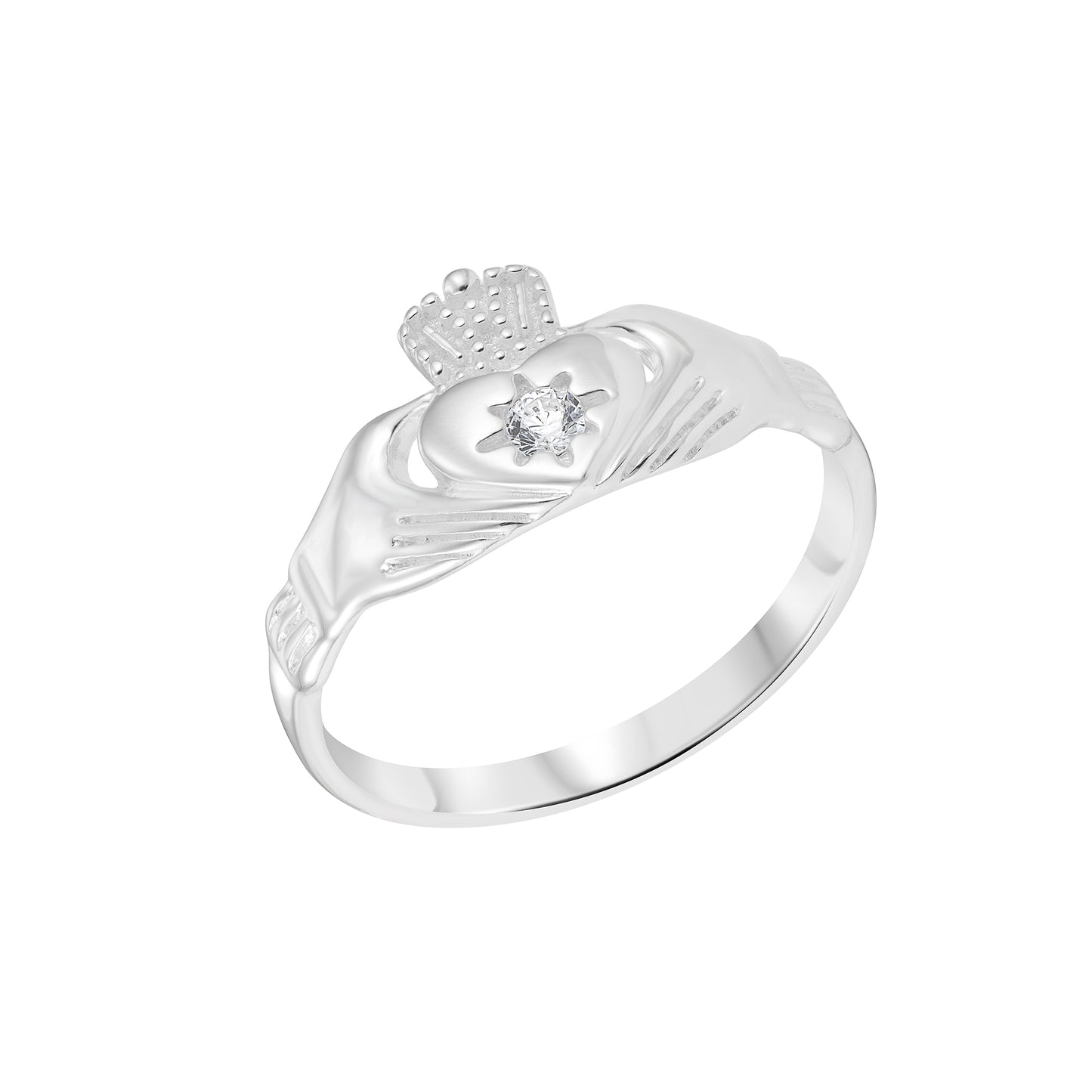 Claddagh Ring With CZ Heart