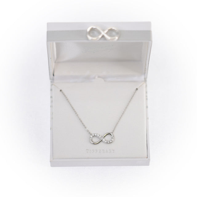 Part Stone Set Infinity Pendant Silver