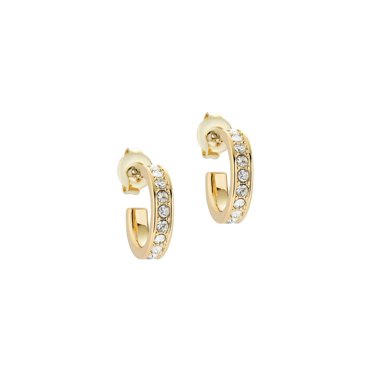 Nano Hoop Huggie Earring Gold Clear crystal