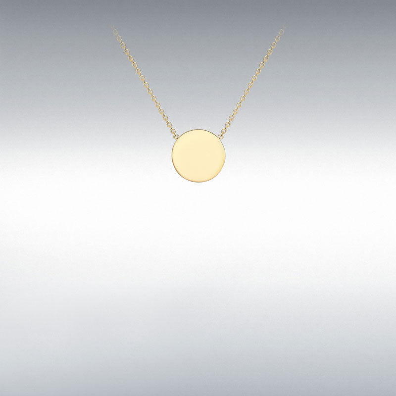 9ct Yellow Gold 10mm Disc Adjustable Necklace