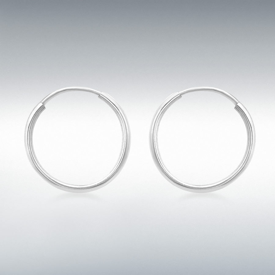 9ct White Gold Tube Polished Hoop Earrings