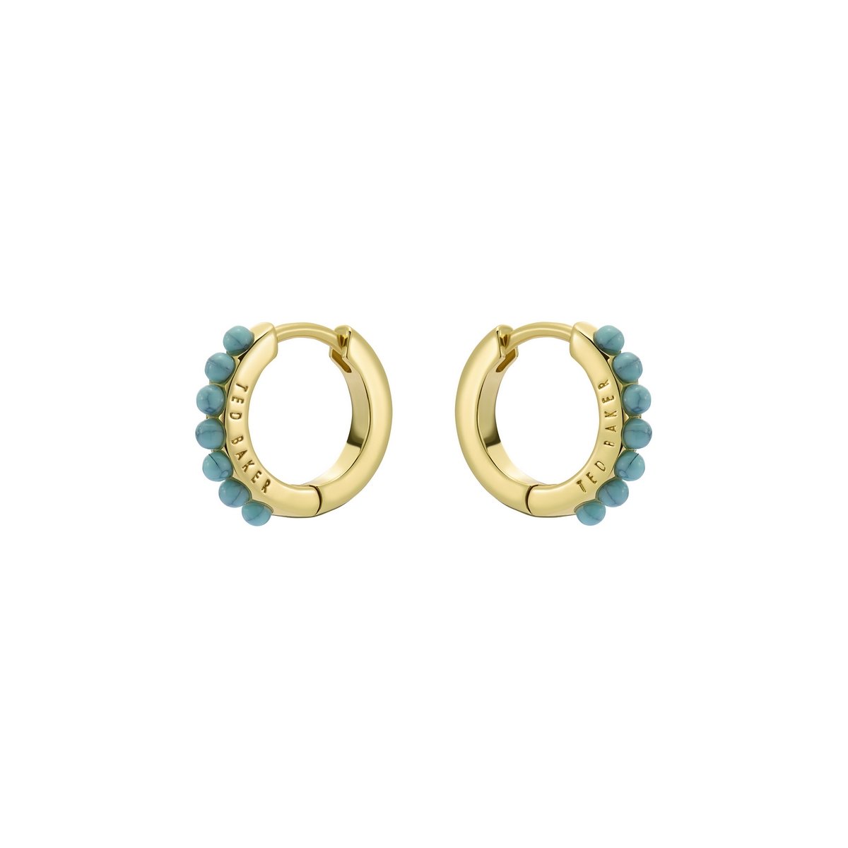 TED BAKER PERSIA: Turquoise Huggie Earrings Gold Tone