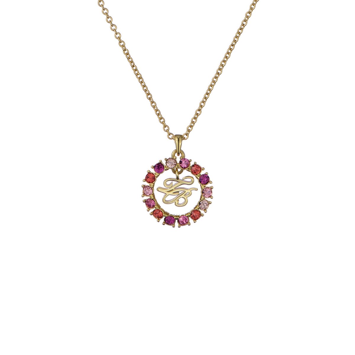 TED BAKER MOLLI: Monogram Crystal Pendant Necklace Gold Tone