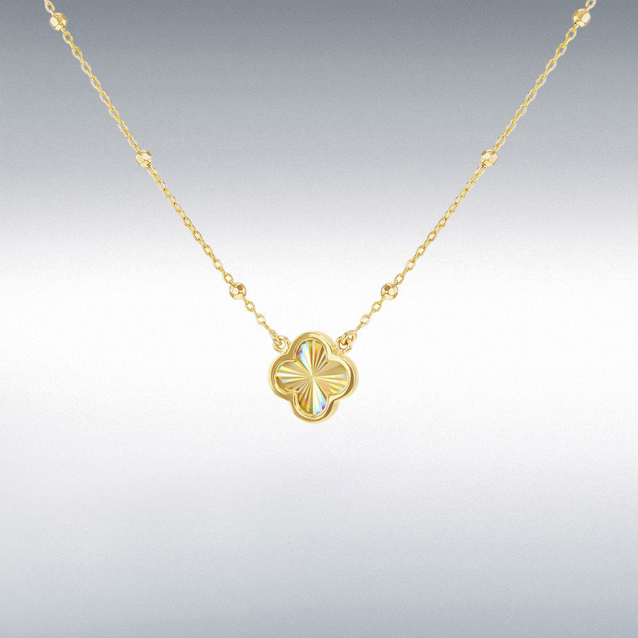 9ct Yellow Gold Rainbow Petal Adjustable Trace and Ball Necklace