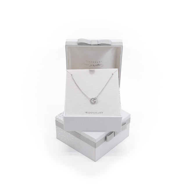 Silver Polished & CZ Circle Pendant