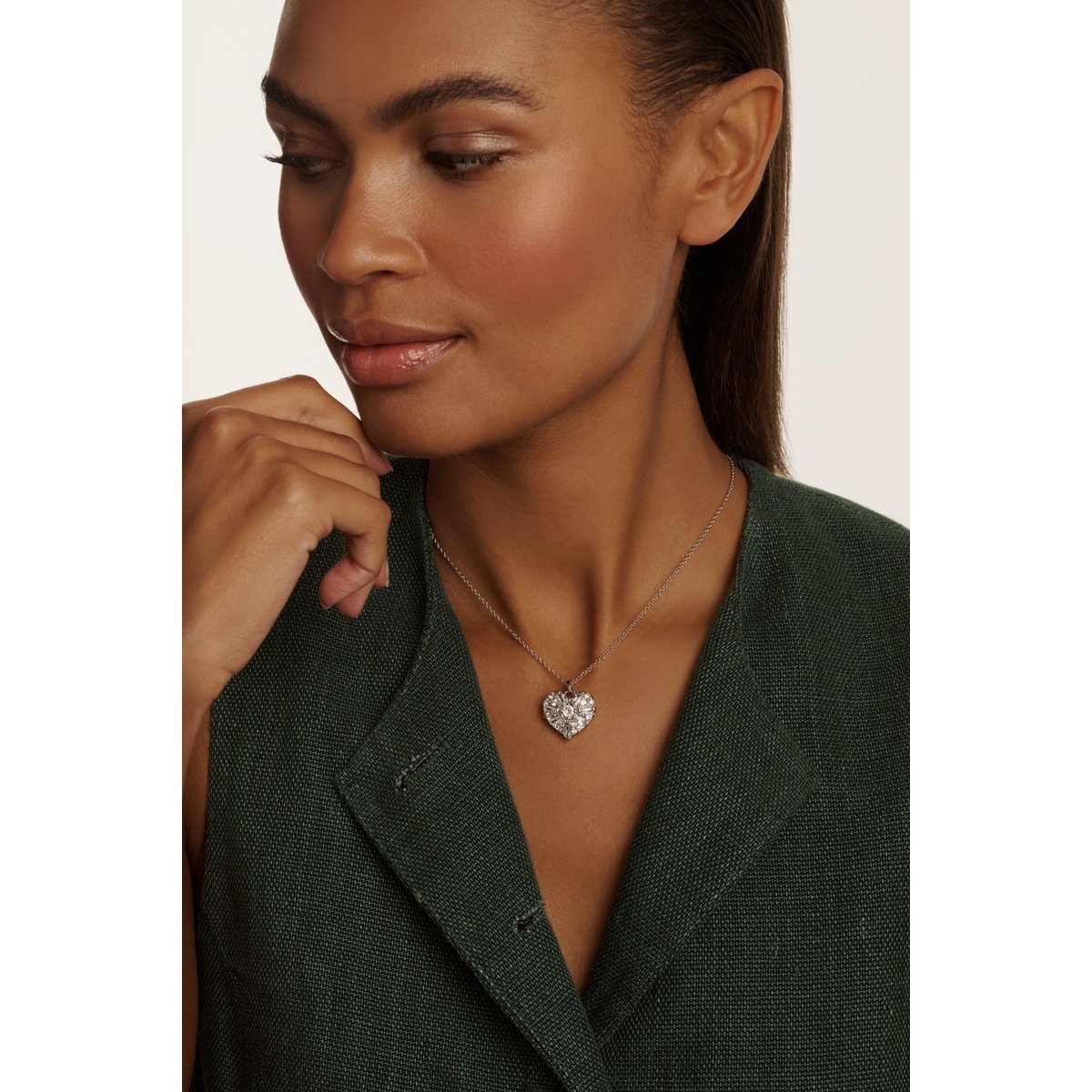 TED BAKER CHERISH: Crystal Cluster Heart Locket Pendant Necklace