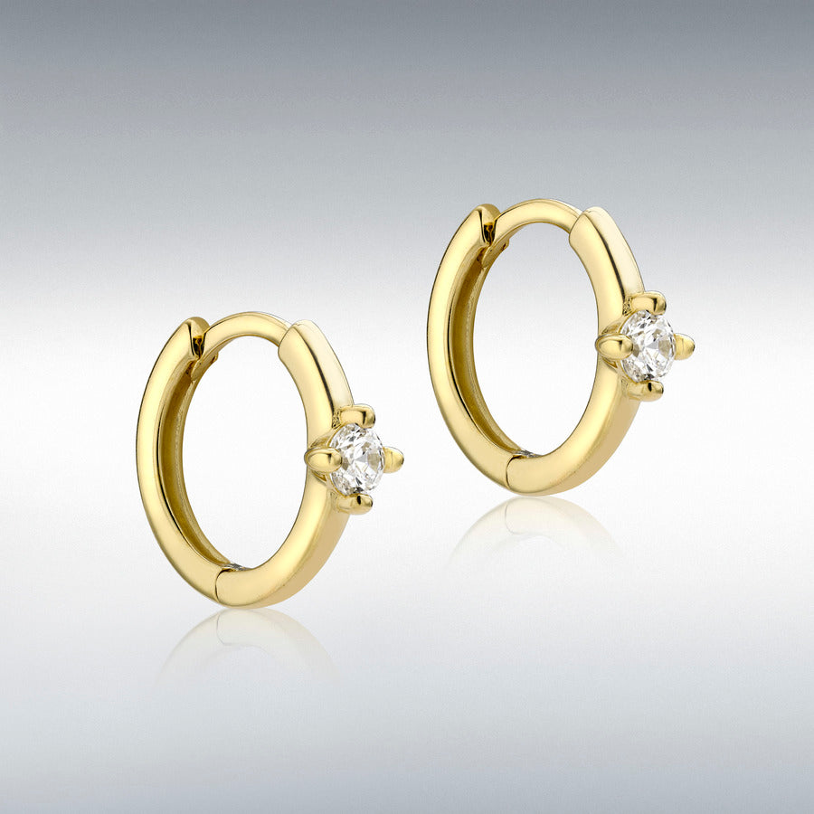 9ct Yellow Gold CZ Polished Hoop Creole Earrings