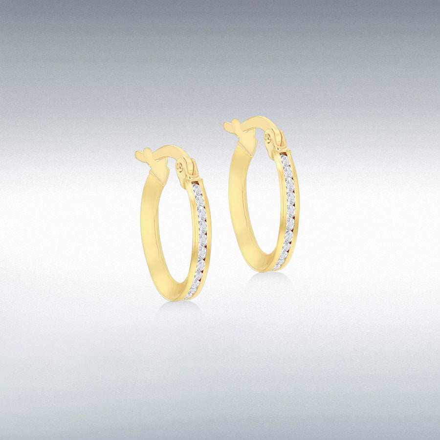 9ct Gold Cz Hoop Earrings